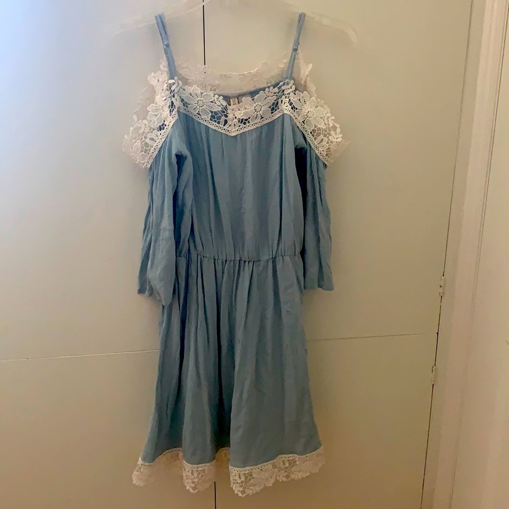 Divided Light Blue Off Shoulder Dress